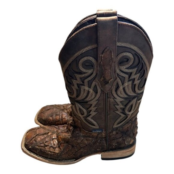Rock’em RARE Pirarucu Hide Exotic Western Cowboy Boots - Picture 4 of 6